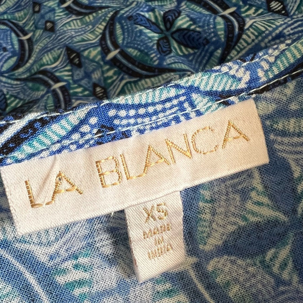 Brand NEW La Blanca Swimwear Beachy Cover-Up Dress Blue Geometric Size XS - Picture 6 of 16